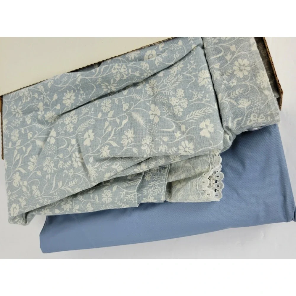 NIP Elizabeth Gray Shower‎ Curtain & Liner Smoke Blue Tiffany Lace 6x6